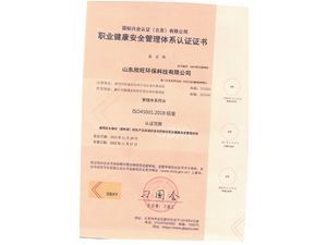 職業(yè)健康安全管理體系認證證書
